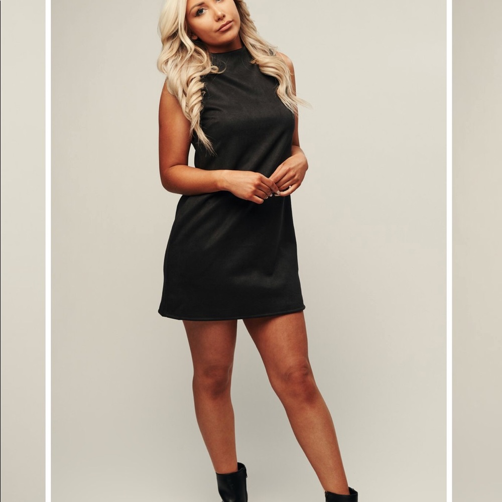 nanamacs faux suede black dress NWT